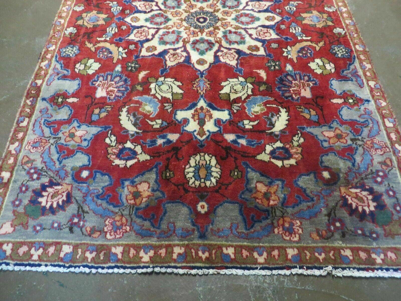 4' X 6' Antique Handmade India Floral Oriental Wool Rug Vegetable Dyes #120 - Nuvé
