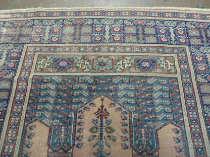 4' X 6' Antique Handmade Turkish Mehrab Prayer Wool Rug Lantern Beautiful - Nuvé