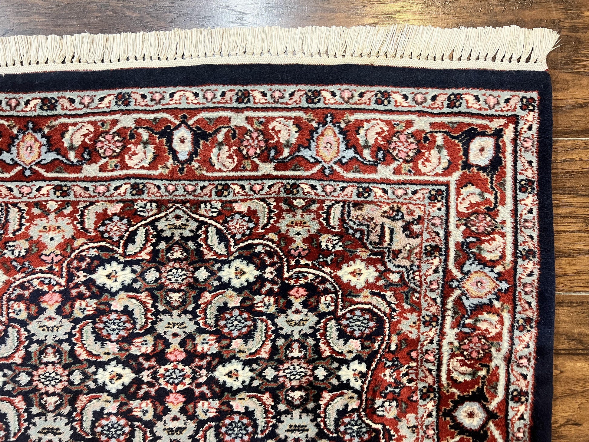 Indo Persian Rug 3x4, Herati Allover Pattern, Midnight Blue and Red, Small Vintage Handmade Wool Rug - Nuvé