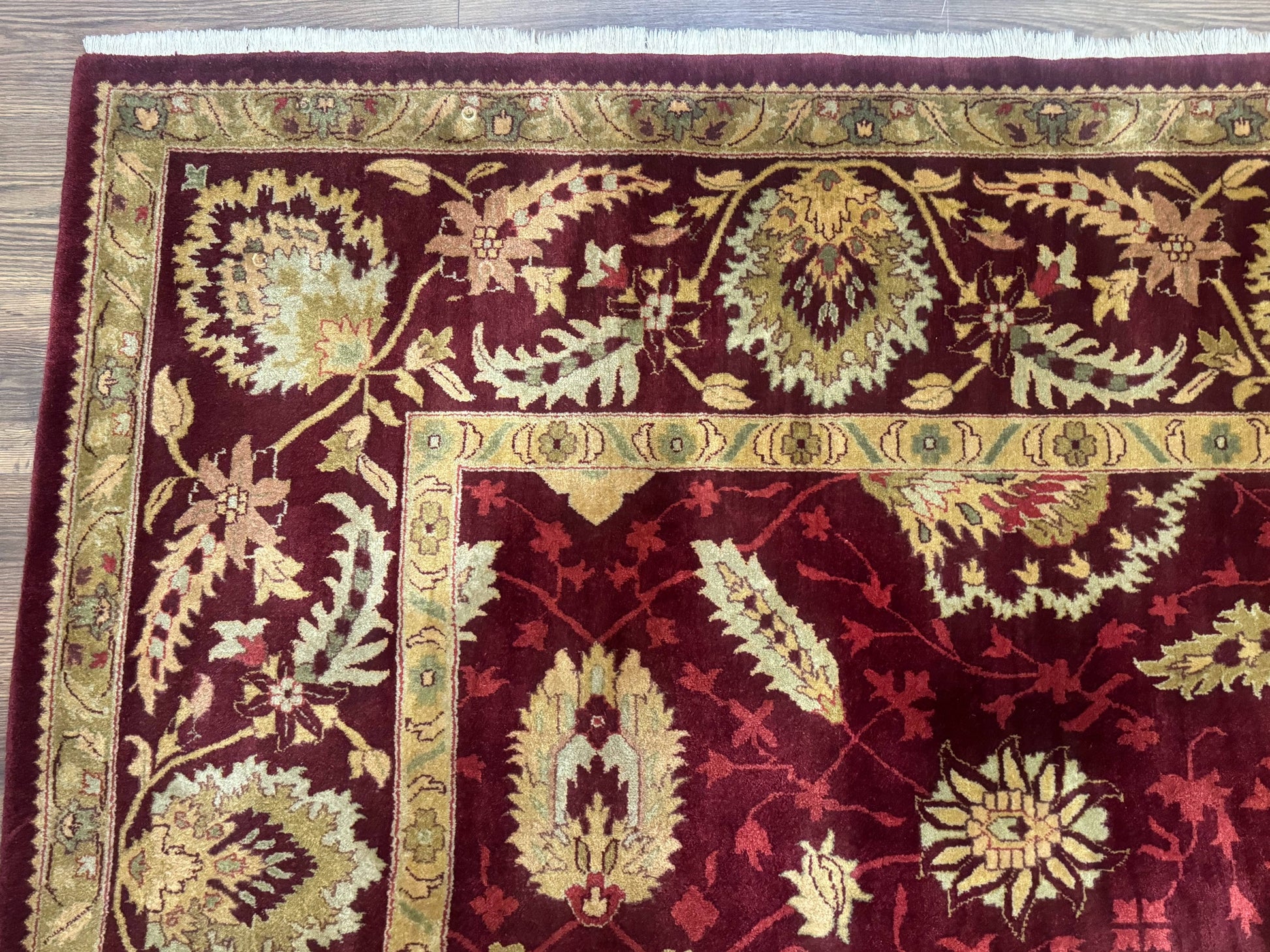 Indo Mahal Rug 9x12, Allover Pattern, Dark Red, Traditional Wool Area Rug - Nuvé