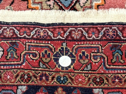 Persian Rug 3x5, Jozan Sarouk Rug, Navy Blue and Coral, Medallion Rug, Semi Antique - Nuvé