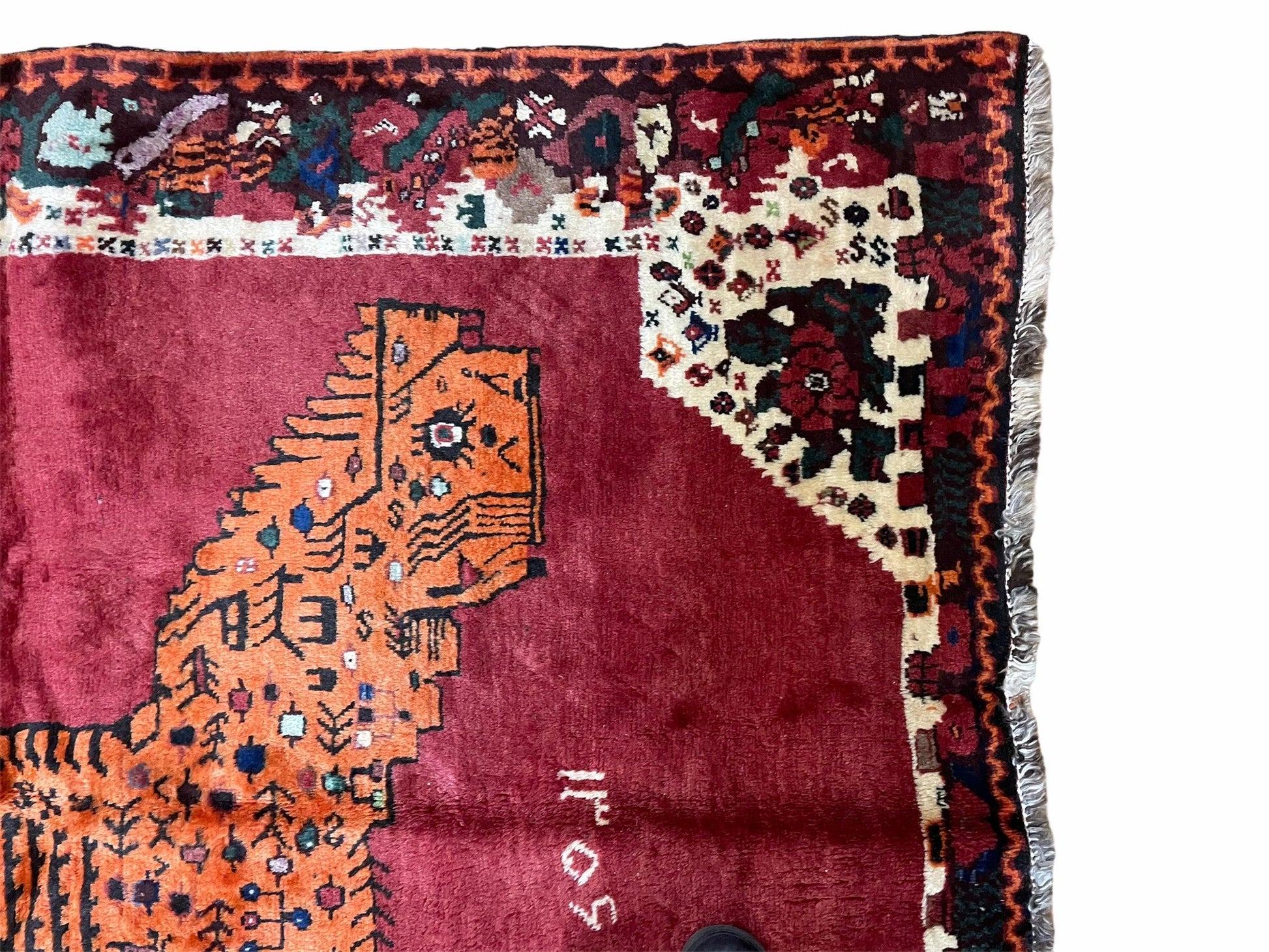 5 X 6 Handmade Rug Zagros Quality Wool Rug Lion Organic Dyes Red Leopard Tribal - Nuvé