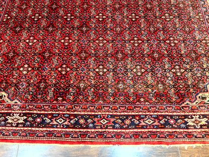 Large Persian Tribal Rug 11x17, Palace Sized Wool Handmade Vintage Carpet, Oversized Hand Knotted Rug, Red, Hamadan Dargazin Rug - Nuvé