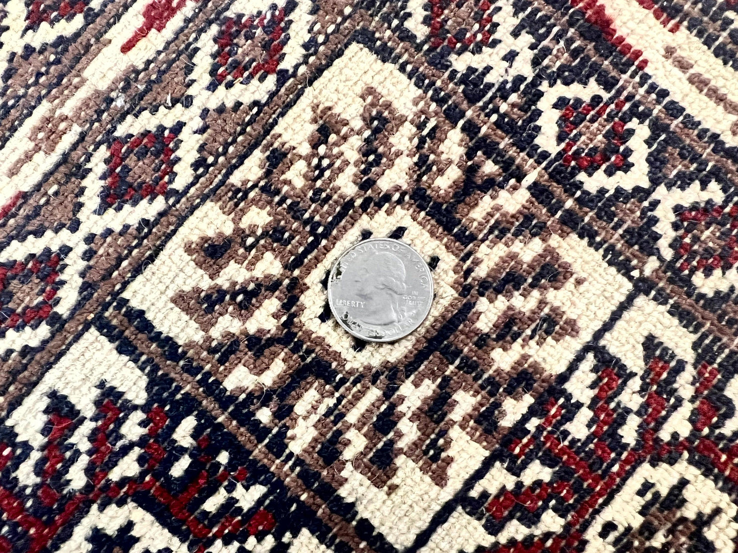 Pakistani Bokhara Rug 4x6, Turkoman Carpet, Vintage Handmade Wool Rug, Ivory - Nuvé
