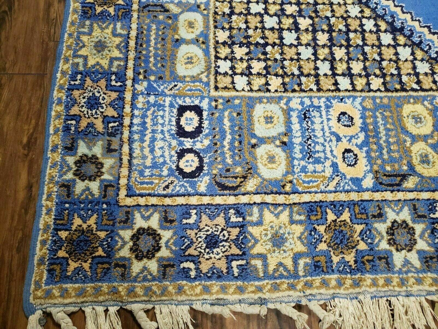 7' X 10' 5" Handmade Moroccan Urban Rabat Wool Carpet Blue Area Rug - Nuvé