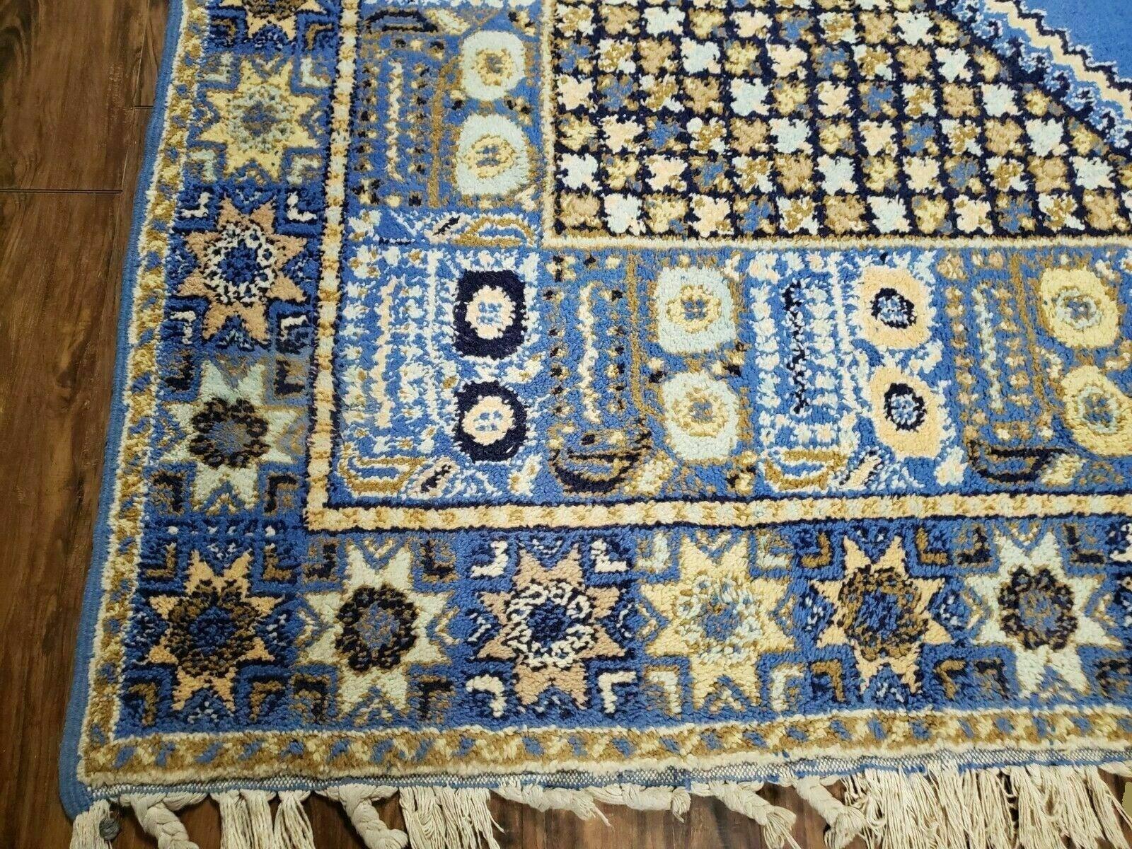7' X 10' 5" Handmade Moroccan Urban Rabat Wool Carpet Blue Area Rug - Nuvé