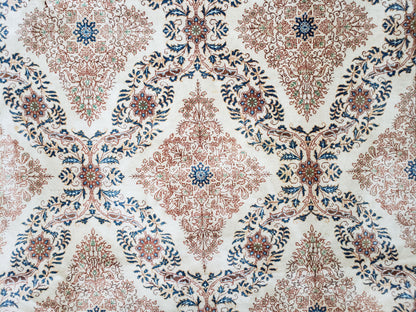 Fine Antique Persian Light Colored Kashan Carpet, 7x12, Top Quality, Rare, Ivory & Blues, Hand-Knotted, Wool - Nuvé