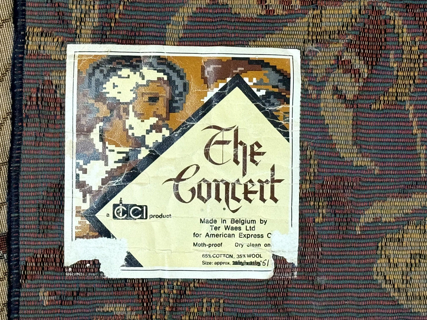 Vintage Belgium Tapestry 4x5, The Concet Musicians, Green - Nuvé