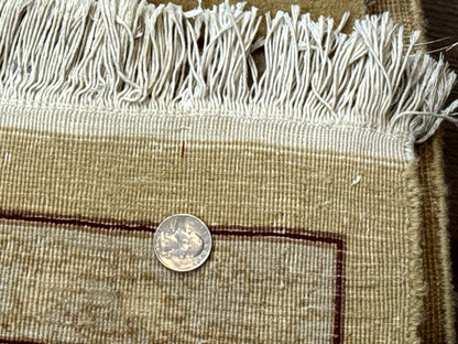 Sino Persian Rug 8x11, Wool with Silk Highlights, Unique Colors, Gold and Light Green, Fine 240 KPSI - Nuvé