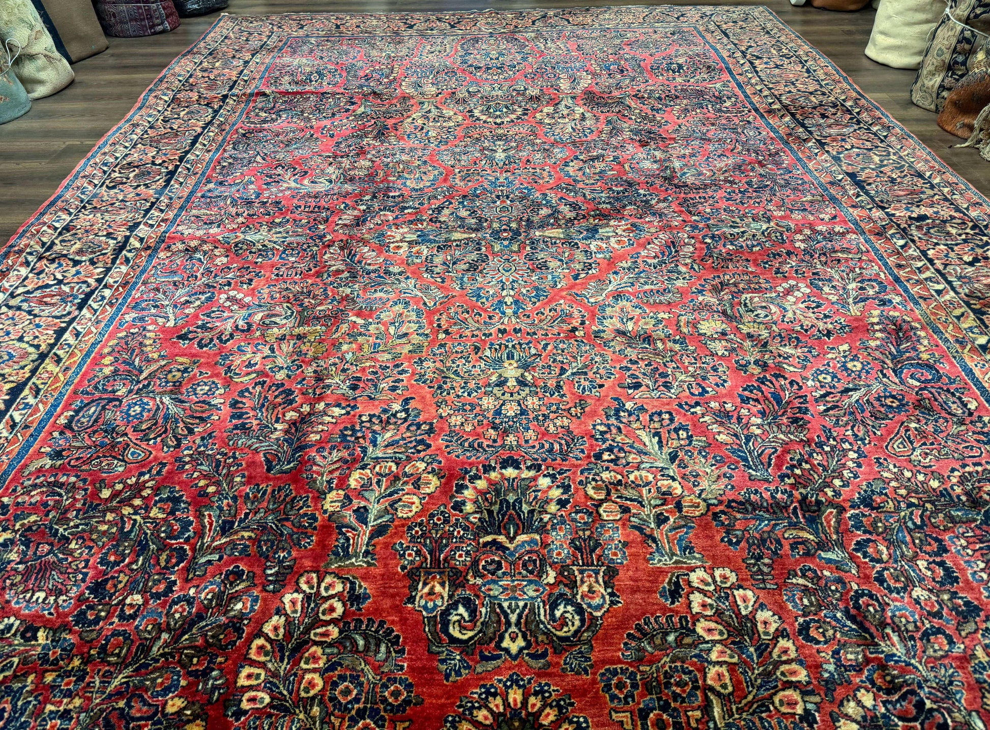 Palace Size Persian Sarouk Rug 10x16, Rare Size, Red, Large Antique Persian Carpet - Nuvé