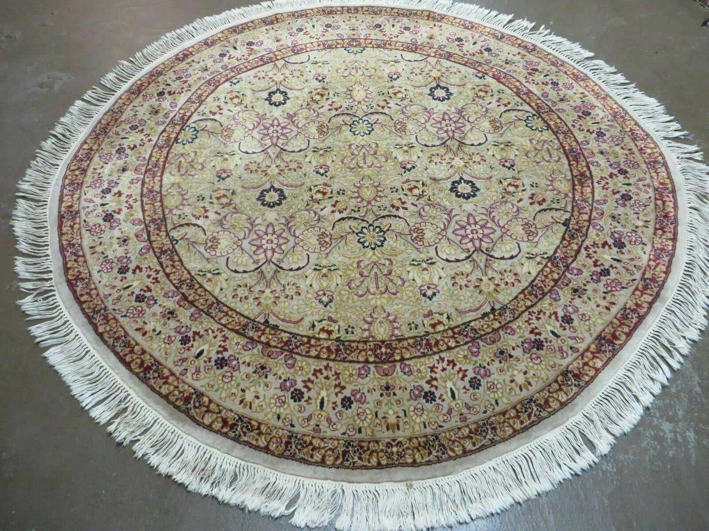 6' Handmade Fine Indian Wool Rug Carpet Round Silk Accent Beauty - Nuvé