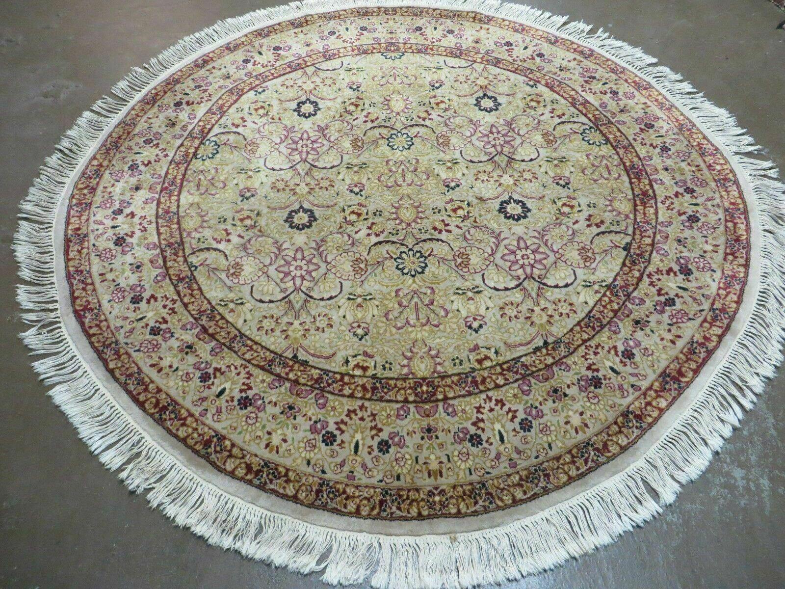 6' Handmade Fine Indian Wool Rug Carpet Round Silk Accent Beauty - Nuvé