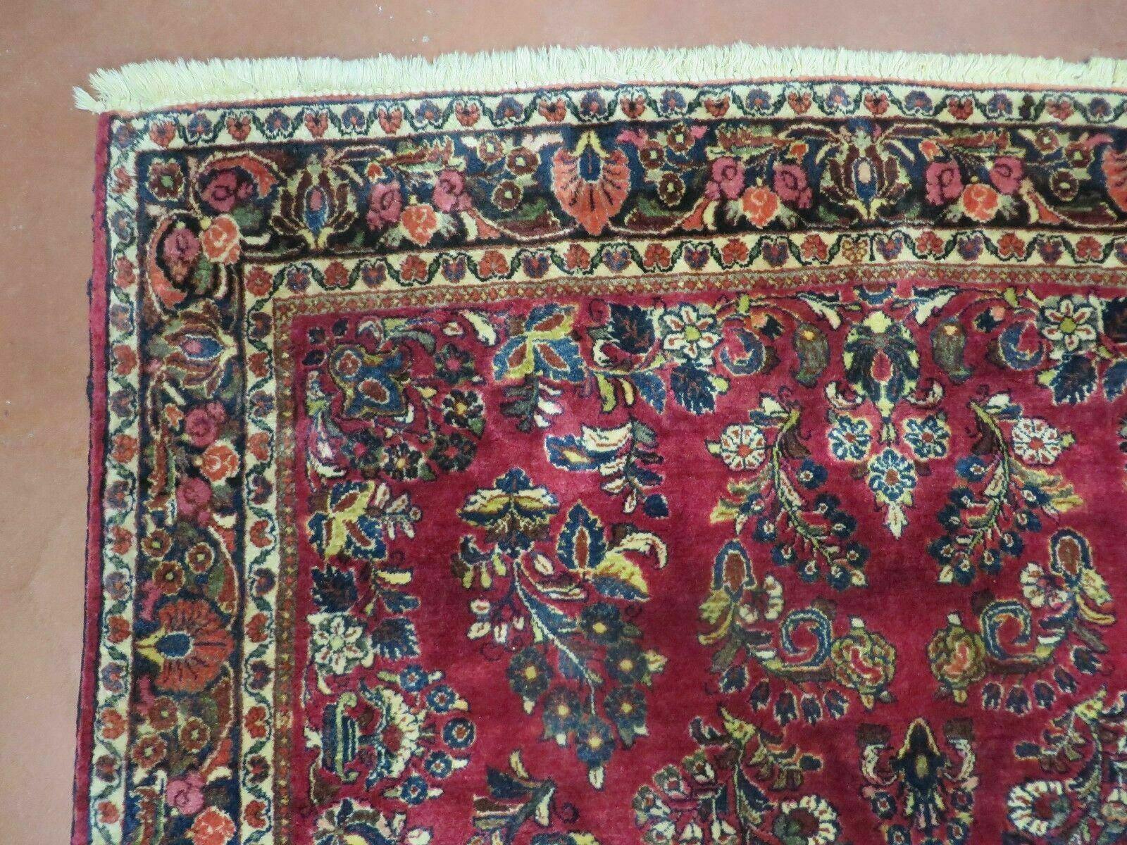Persian Sarouk Rug 4x6, Red, Floral, Antique - Nuvé