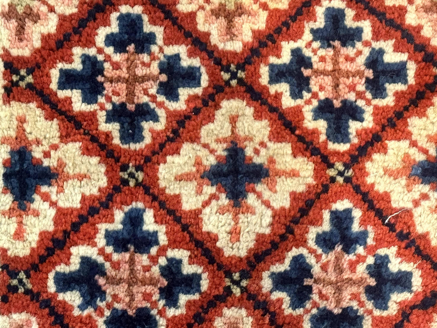 Small Antique Chinese Rug 2x2, Red Blue Square Rug Mat, Handmade, Tibetan Rug - Nuvé