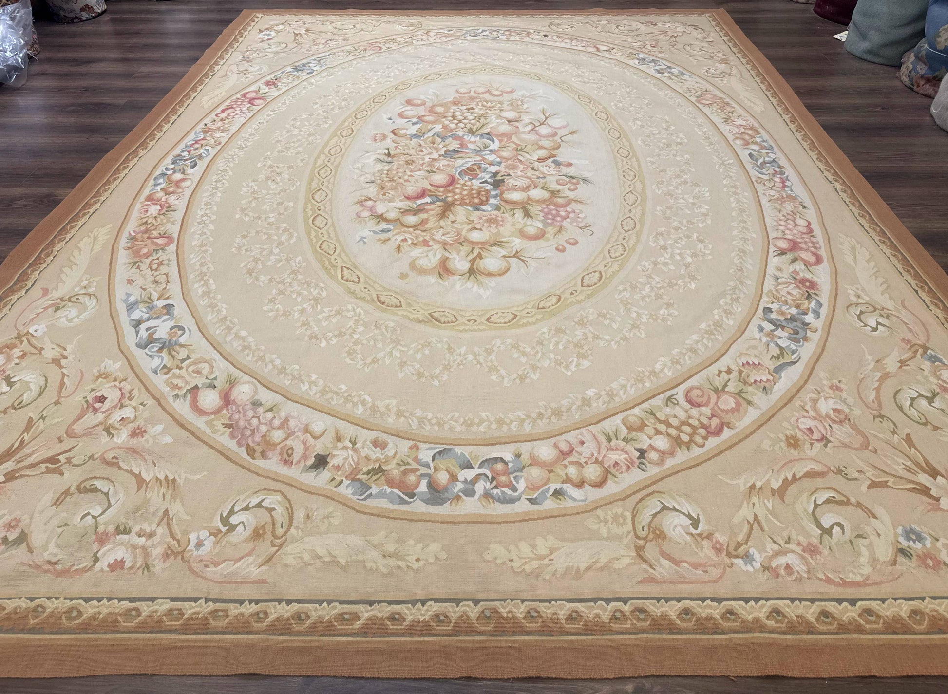 Aubusson Rug 9x12, French European Design, Floral, Elegant - Nuvé