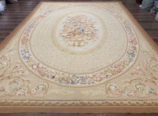 Aubusson Rug 9x12, French European Design, Floral, Elegant - Nuvé