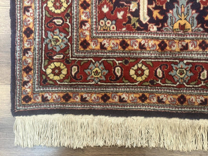 Turkish Hereke Rug 3x5, Navy Blue and Red, Fine 210 KPSI - Nuvé