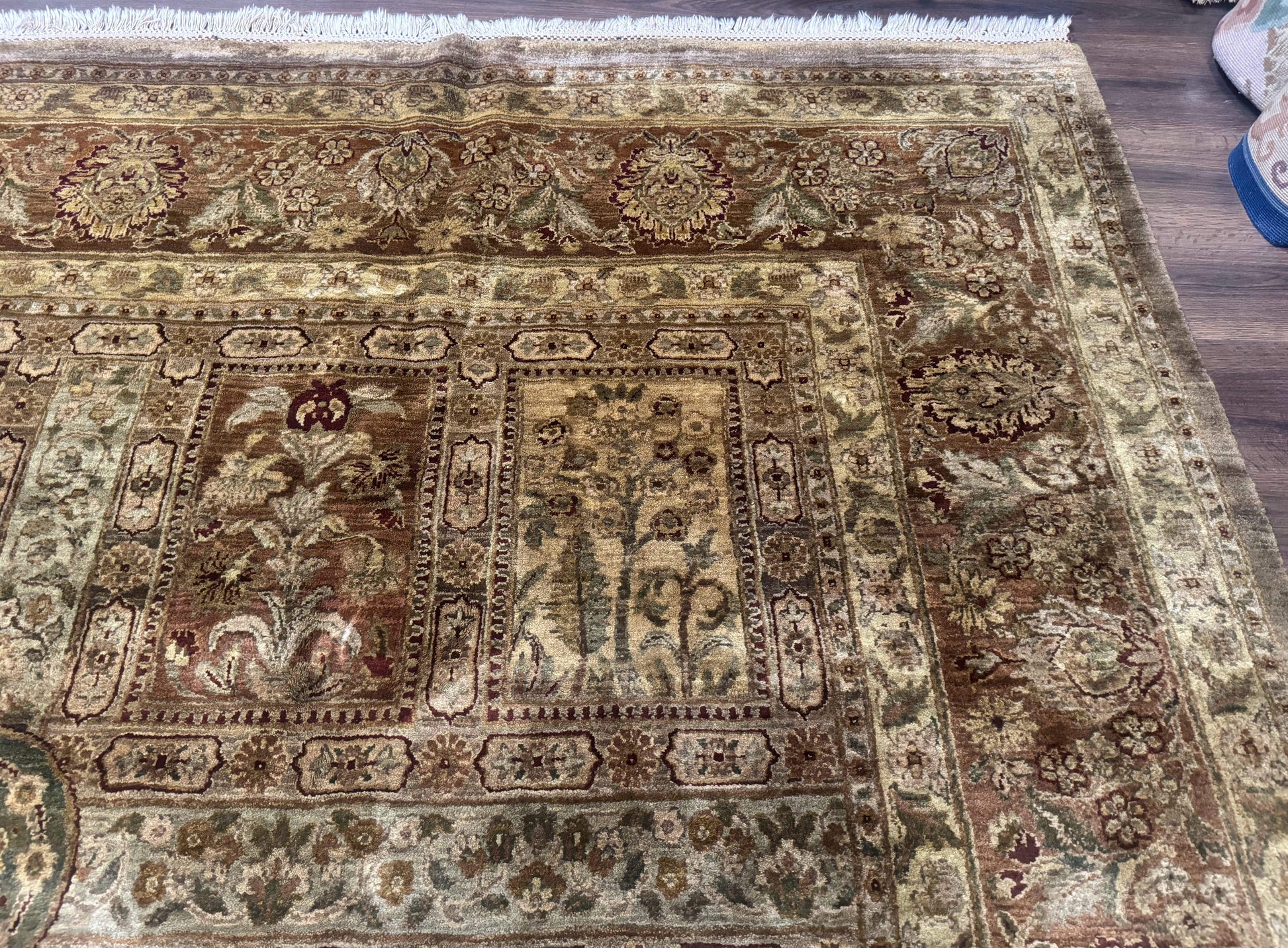 Large Indian Wool Rug 12x14, Wool Handmade Panel Design Carpet, Traditional, Palace Size - Nuvé
