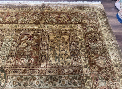 Large Indian Wool Rug 12x14, Wool Handmade Panel Design Carpet, Traditional, Palace Size - Nuvé