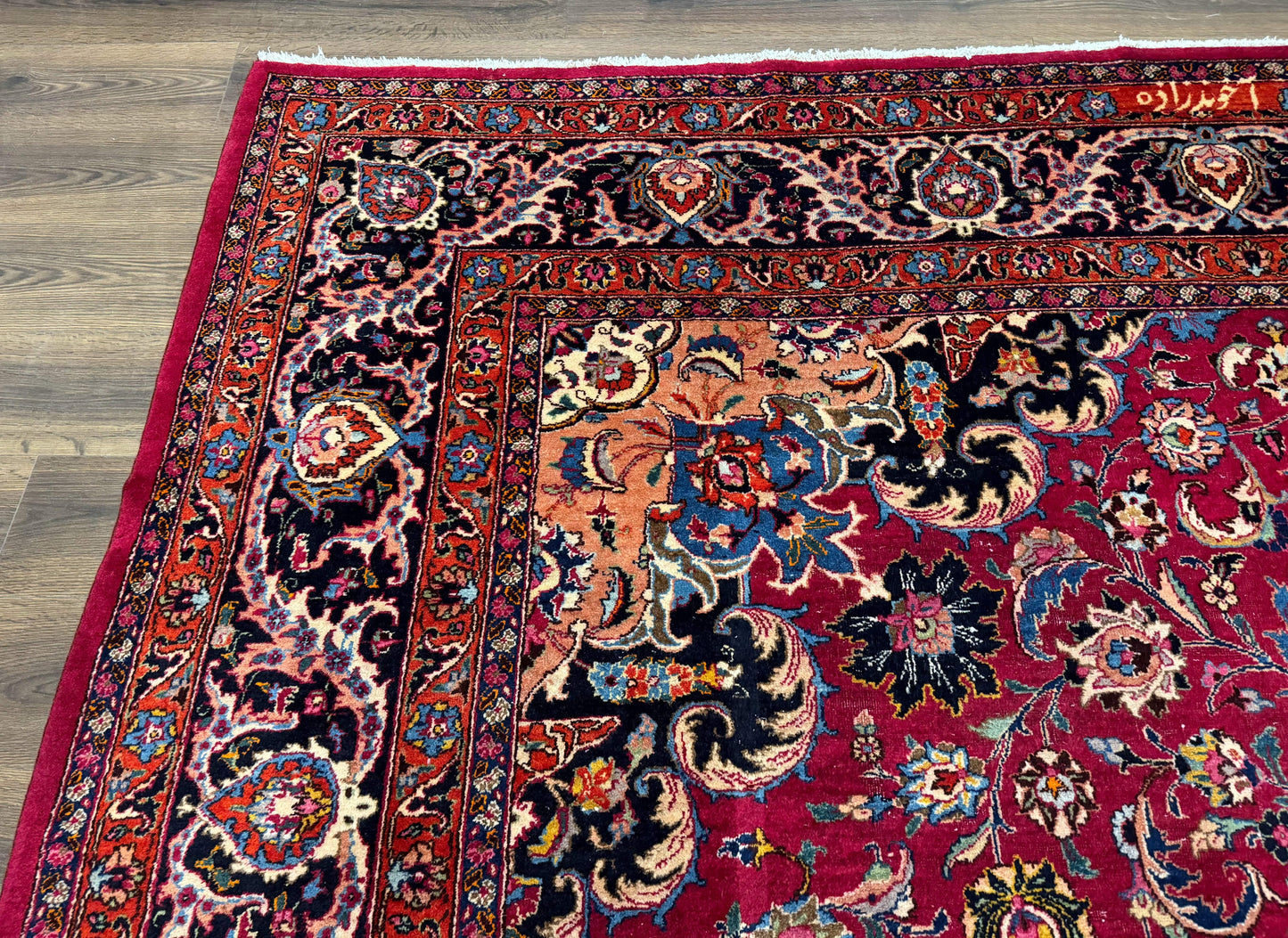 Red Persian Mashad Rug 10x13 - Floral Medallion Signed By Masterweaver - Nuvé