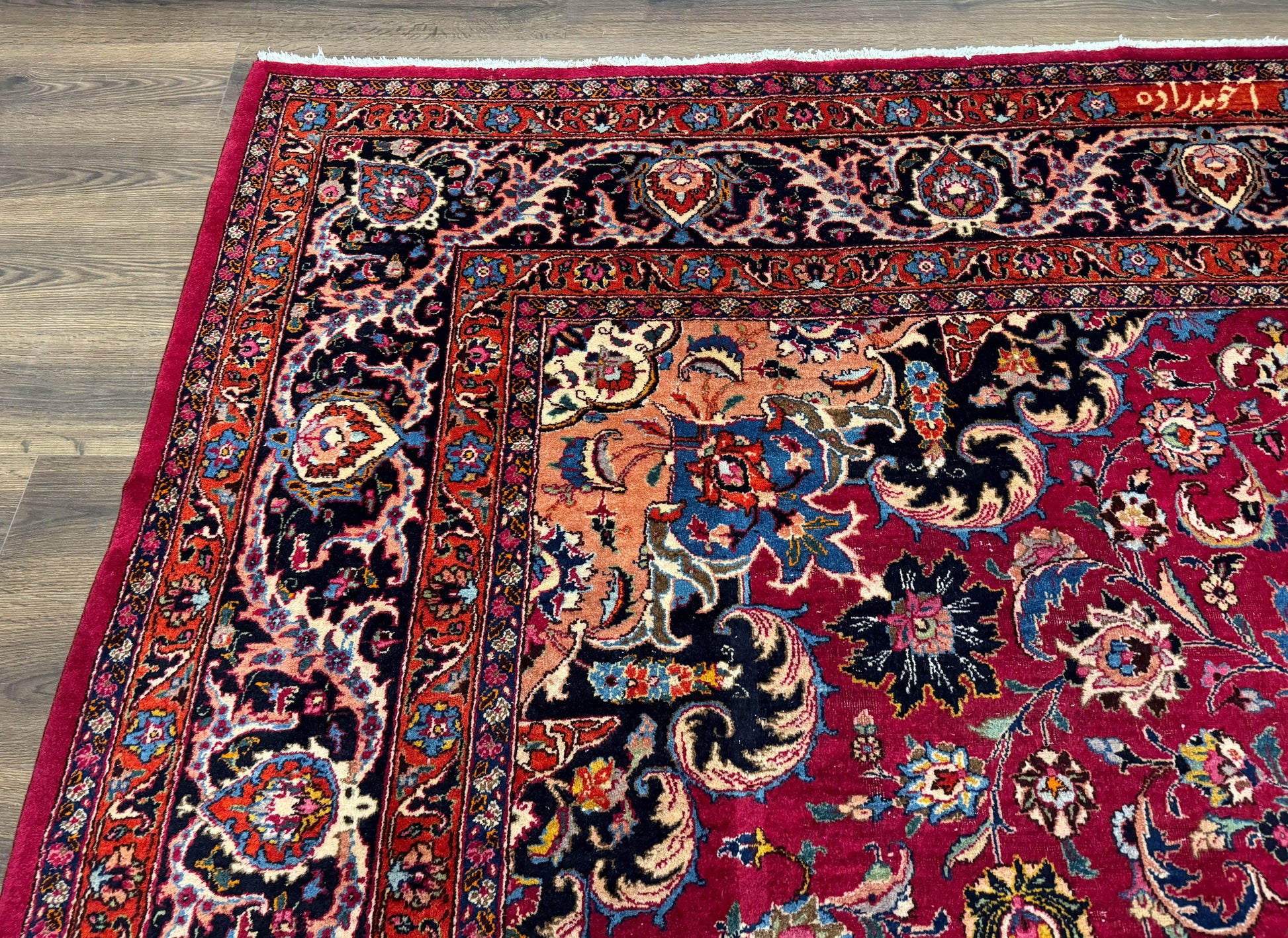 Red Persian Mashad Rug 10x13 - Floral Medallion Signed By Masterweaver - Nuvé