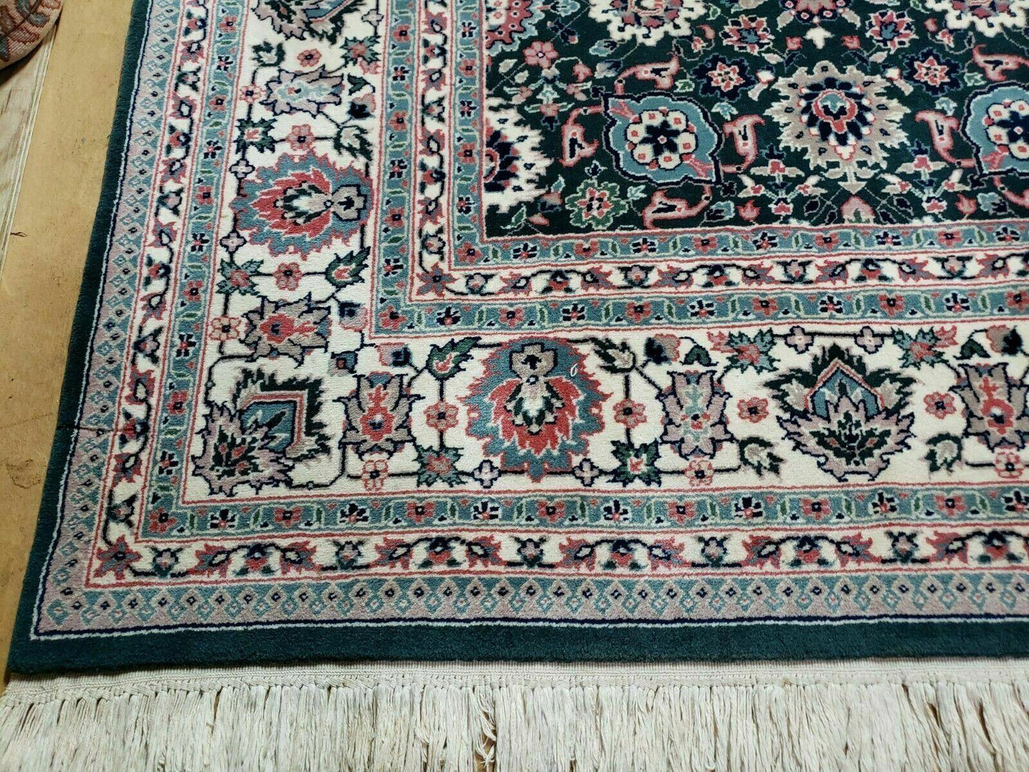 8' X 10' Handmade Indian Oriental Wool Rug Carpet Organic Dye Forest Green Nice - Nuvé