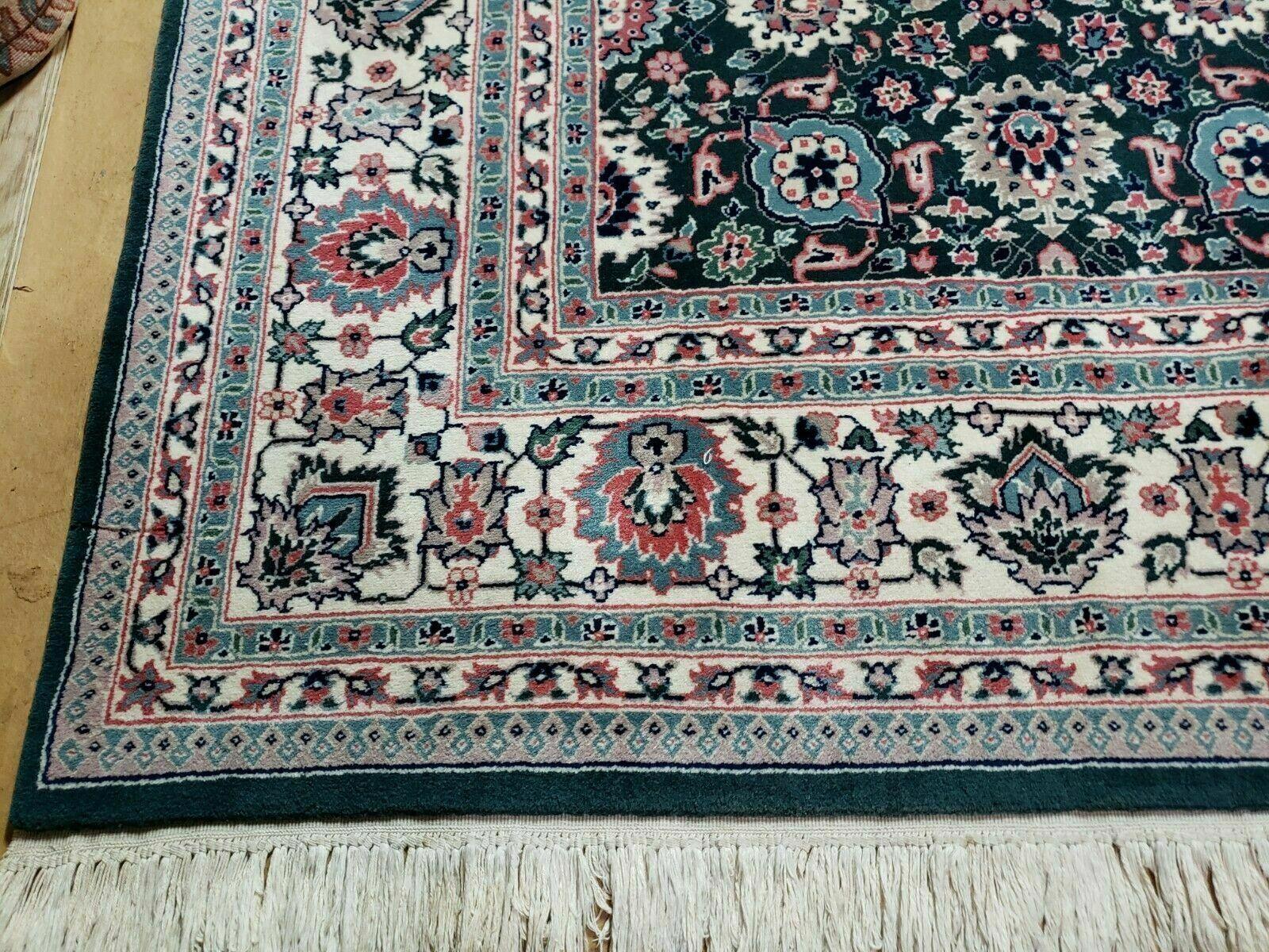 8' X 10' Handmade Indian Oriental Wool Rug Carpet Organic Dye Forest Green Nice - Nuvé