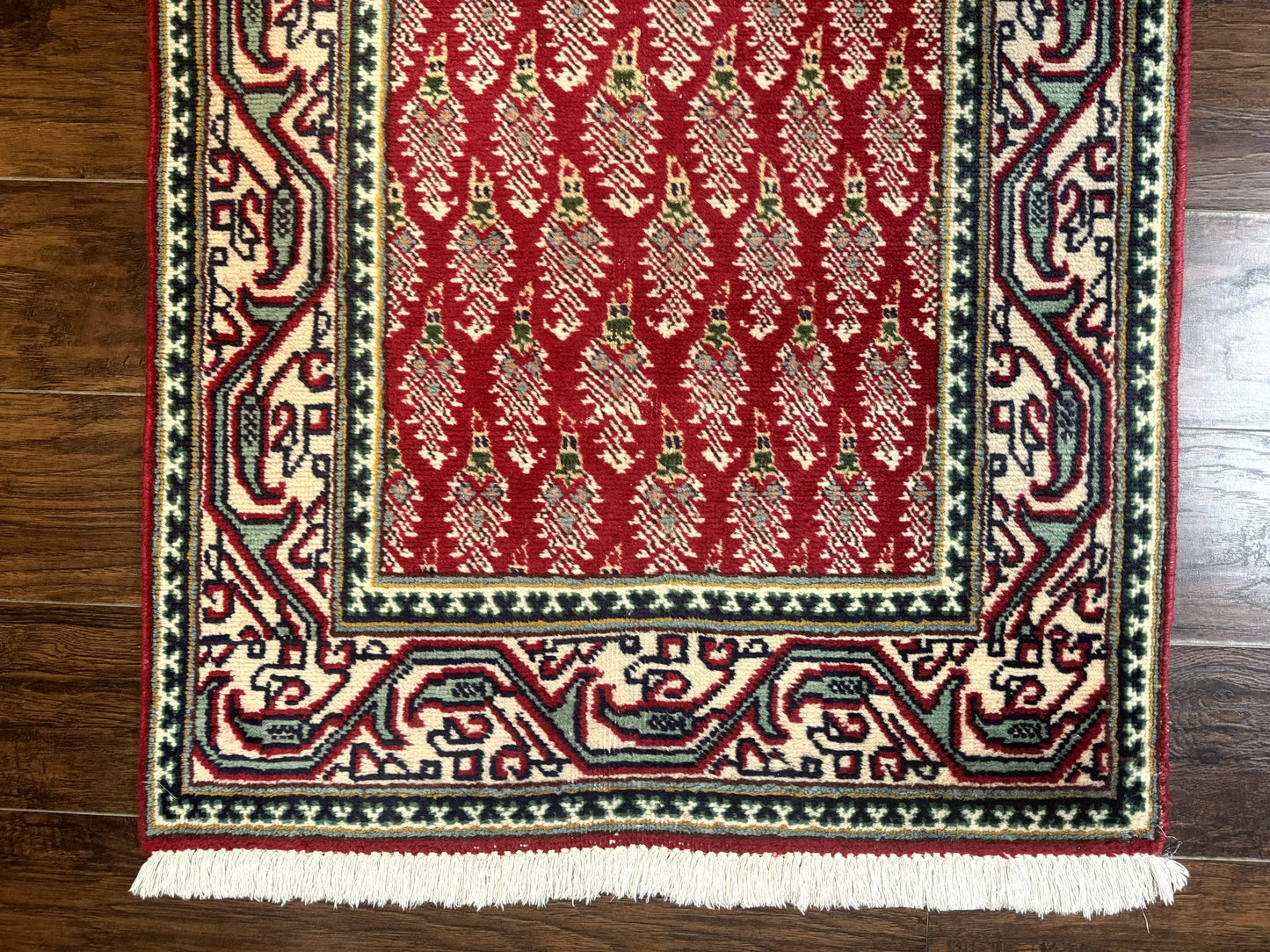 Persian Tabriz Runner Rug 3x16, Paisley Boteh Design, Red and Cream, Rug for Hallway, 16ft Wool Runner - Nuvé