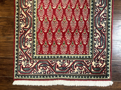 Persian Tabriz Runner Rug 3x16, Paisley Boteh Design, Red and Cream, Rug for Hallway, 16ft Wool Runner - Nuvé