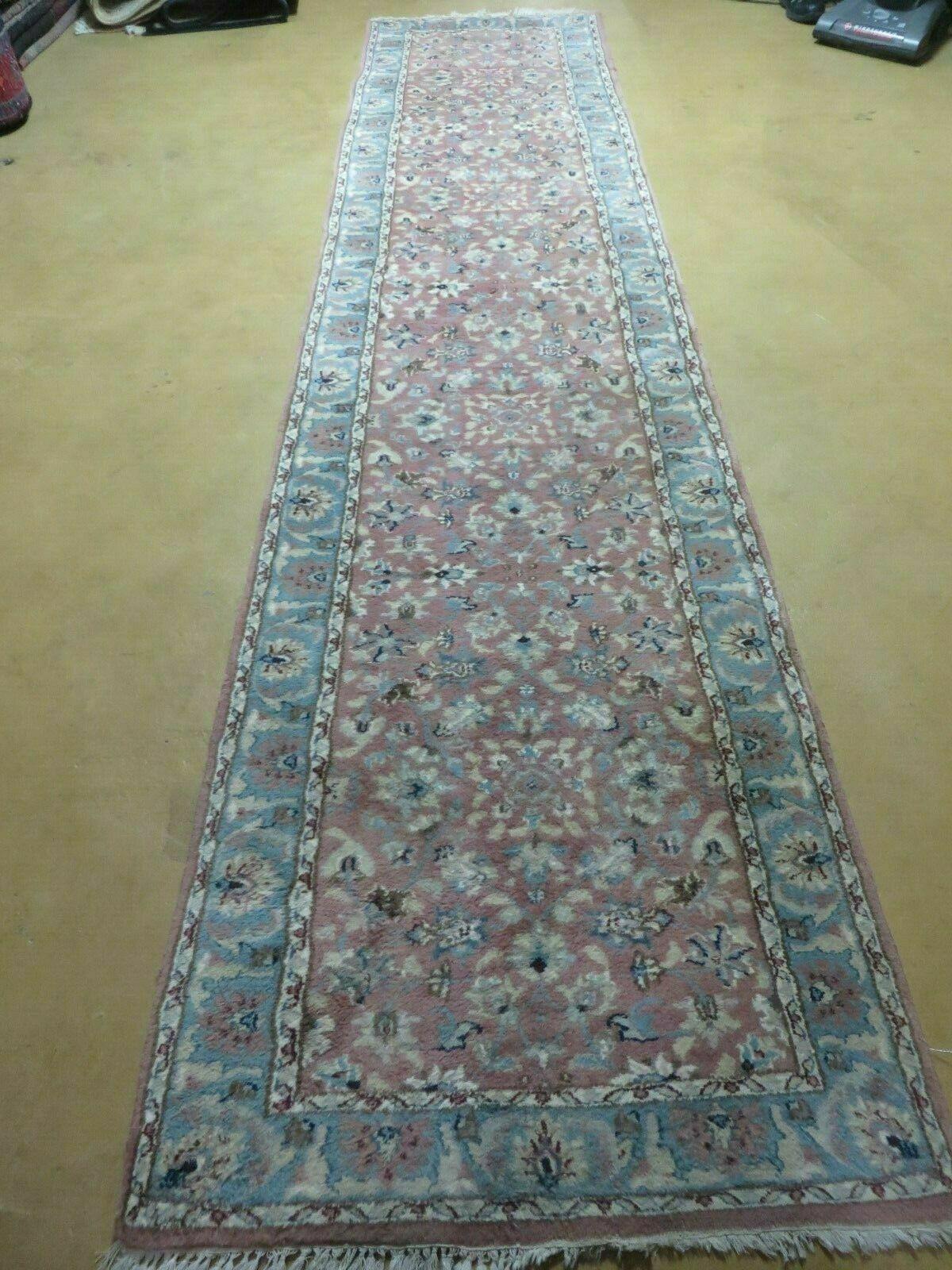 2' 8" X 12' Vintage Handmade India Floral Wool Runner Rug Nice - Nuvé