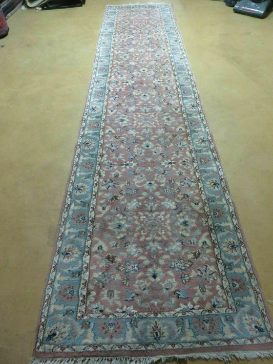 2' 8" X 12' Vintage Handmade India Floral Wool Runner Rug Nice - Nuvé