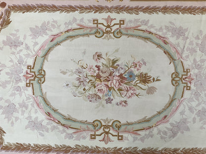 Large Aubusson Rug 11x15, Oversized Gallery Palace Size Flatweave Savonnerie Carpet 11 x 15 ft, Wool Handmade Vintage Elegant European - Nuvé