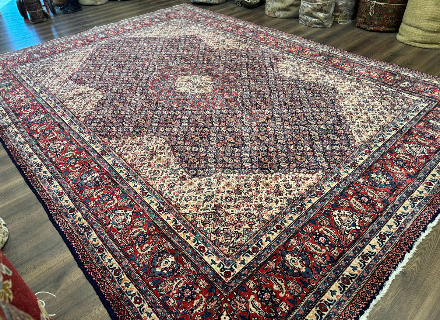 Persian Tabriz Rug 11x14 Navy Blue Herati Wool Carpet - Nuvé
