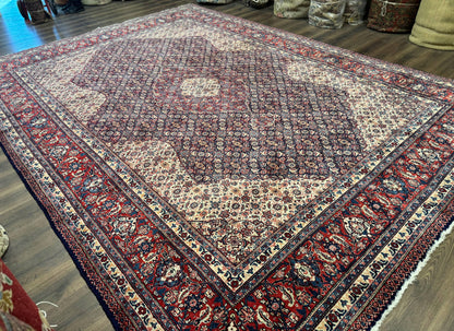 Persian Tabriz Rug 11x14 Navy Blue Herati Wool Carpet - Nuvé