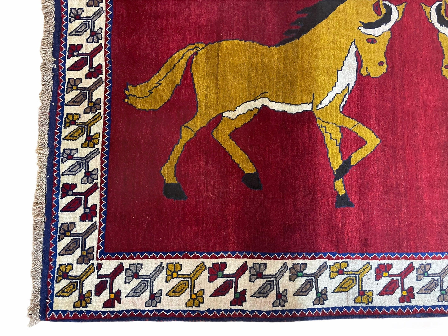 4 X 7 Handmade Hand-Knotted Quality Wool Rug Horses Zagros Red Mustard Gold New - Nuvé