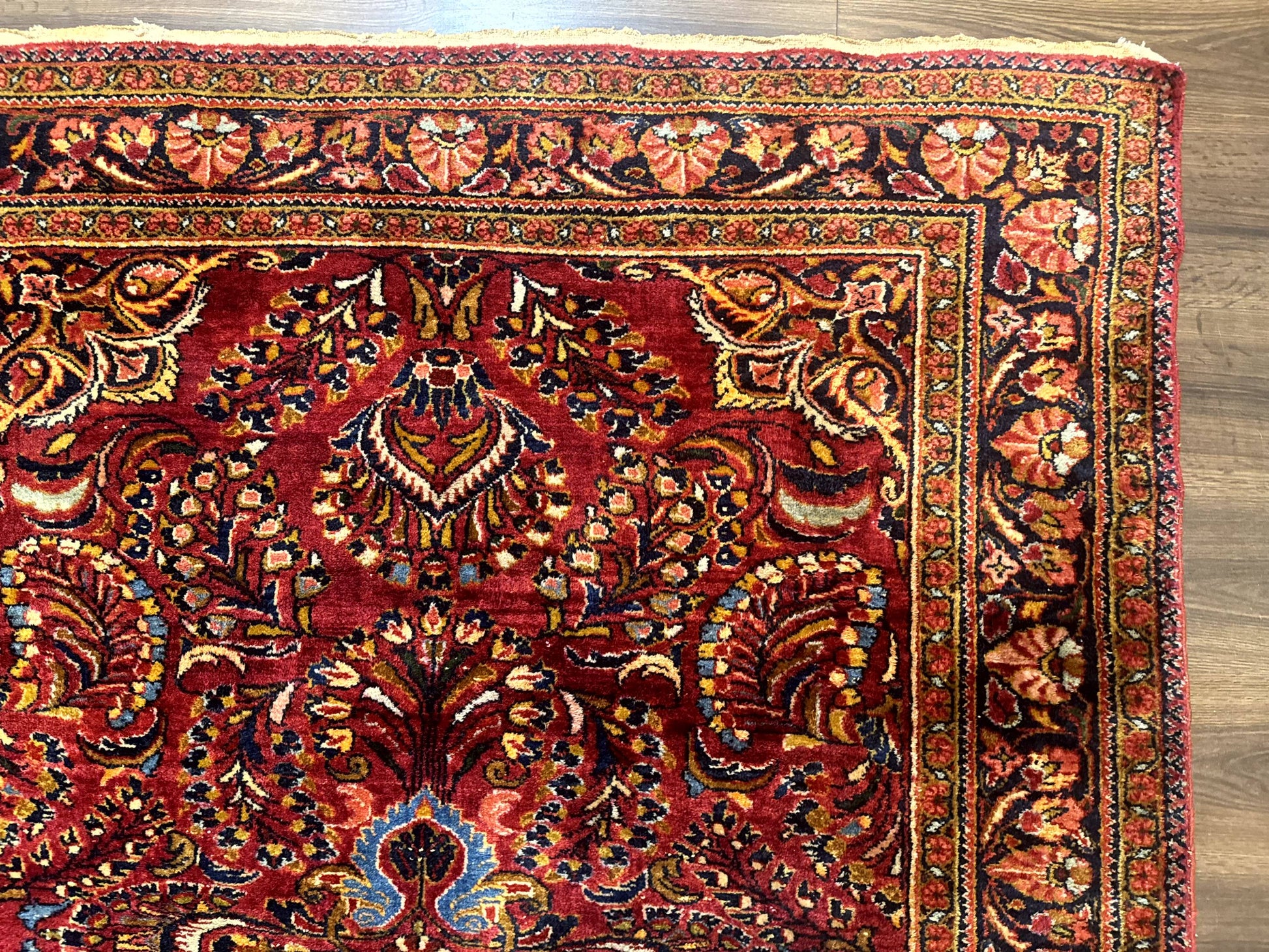 Persian Lilihan Rug 5x6, Red, Floral, Antique Persian Carpet - Nuvé