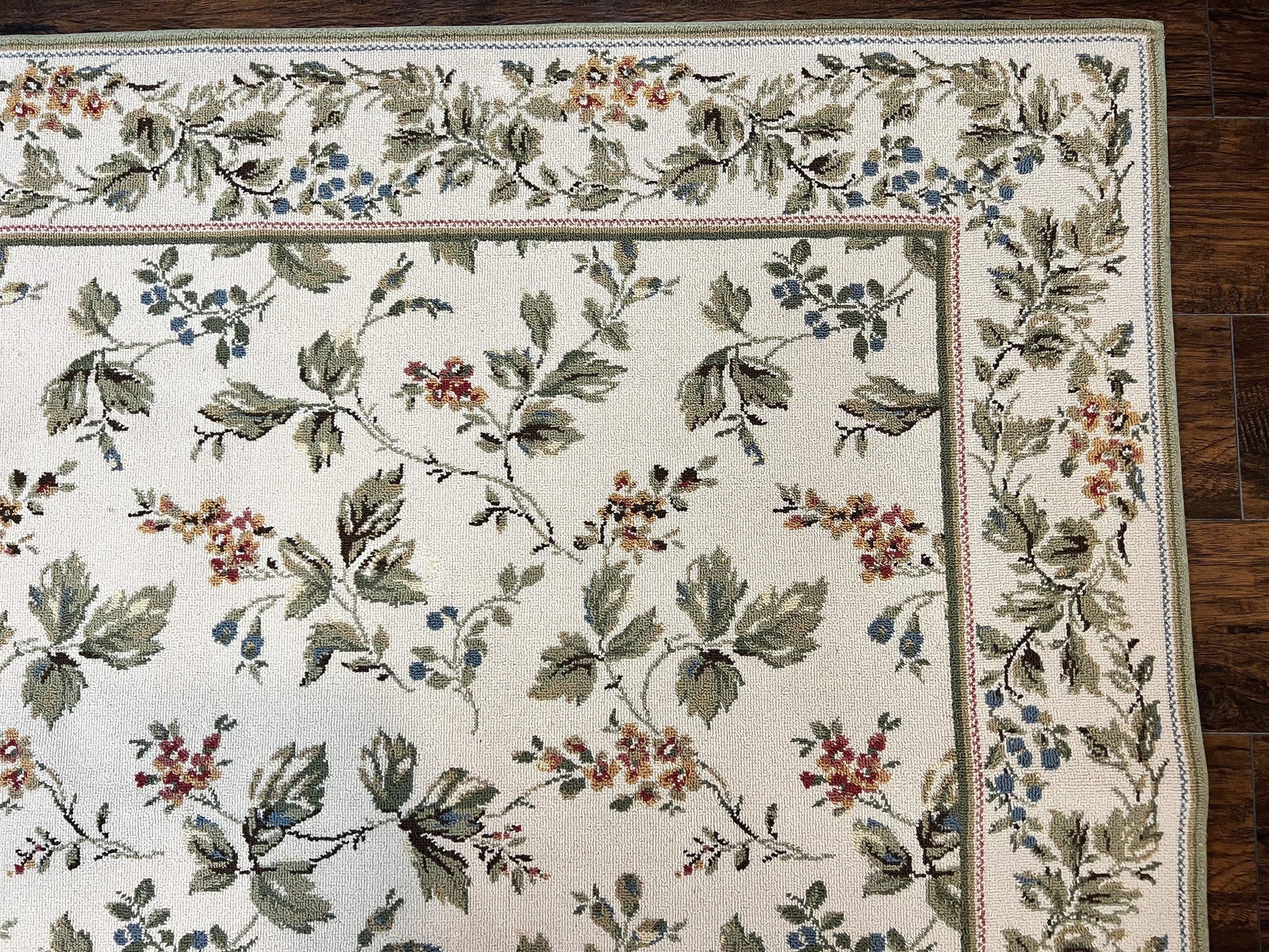 Vintage Stark Carpet 7x10, Ivory and Green, European Aubusson Design, Allover Pattern, Stark Rug - Nuvé