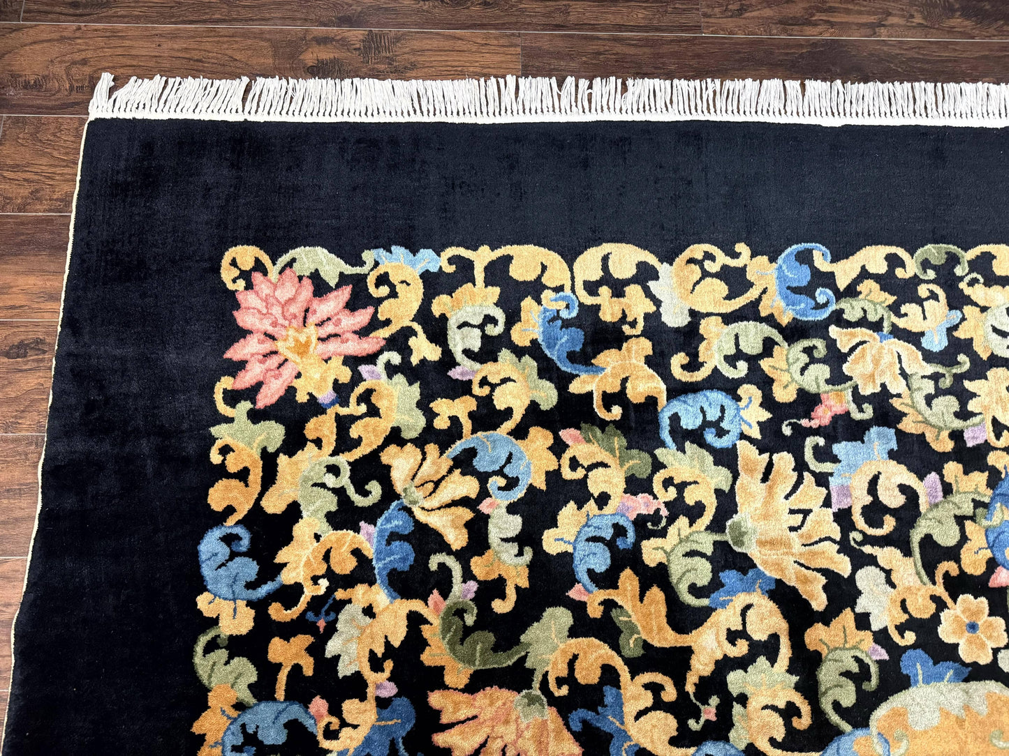 Antique Chinese Peking Rug 12.6 x 14.9, Palace Size Asian Oriental Carpet, Art Deco Rug, Rare - Nuvé