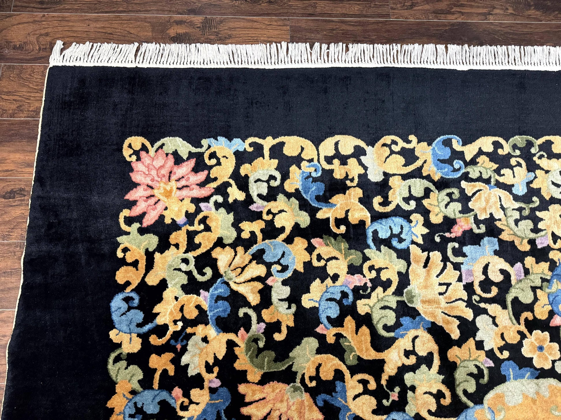 Antique Chinese Peking Rug 12.6 x 14.9, Palace Size Asian Oriental Carpet, Art Deco Rug, Rare - Nuvé