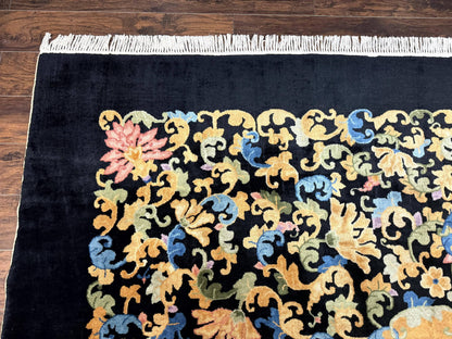 Antique Chinese Peking Rug 12.6 x 14.9, Palace Size Asian Oriental Carpet, Art Deco Rug, Rare - Nuvé