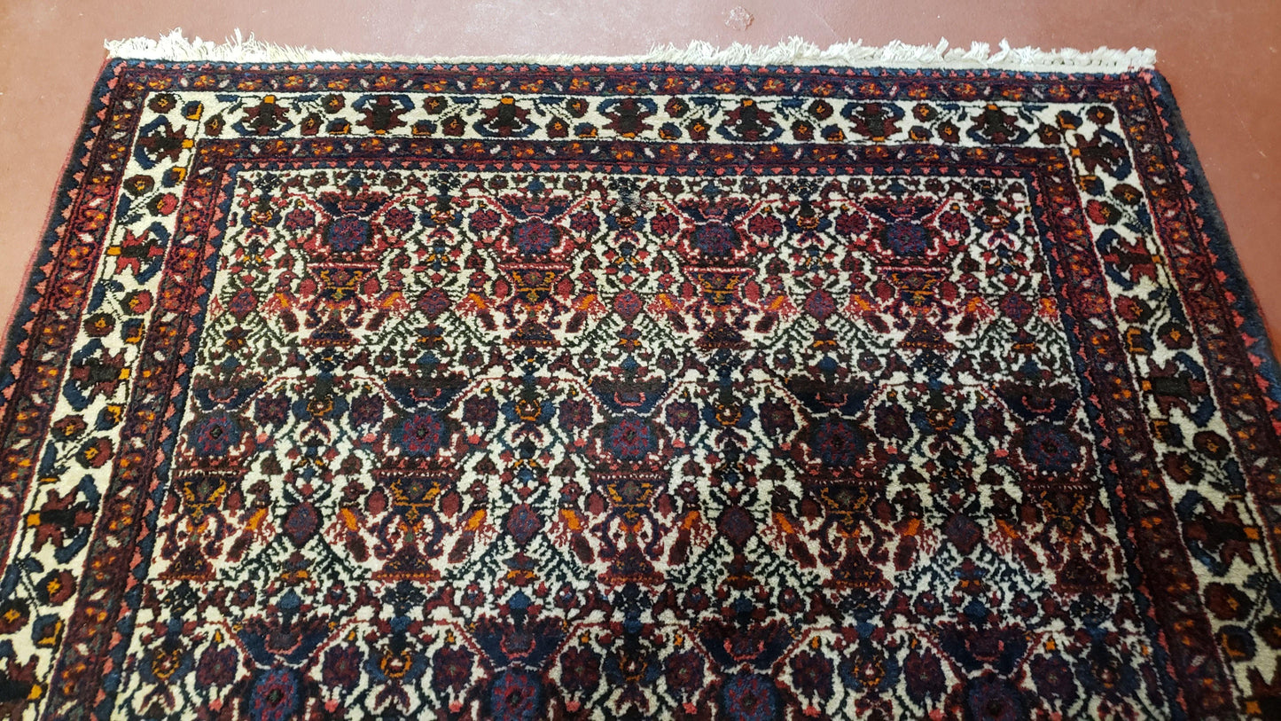 3.6 x 5 Hand-Knotted Vase Rug Floral Turkish Tribal Village Weaving Zagros Vintage Carpet Home Office Wool Area Rug 3x5 Persian Rug 4x5 - Nuvé