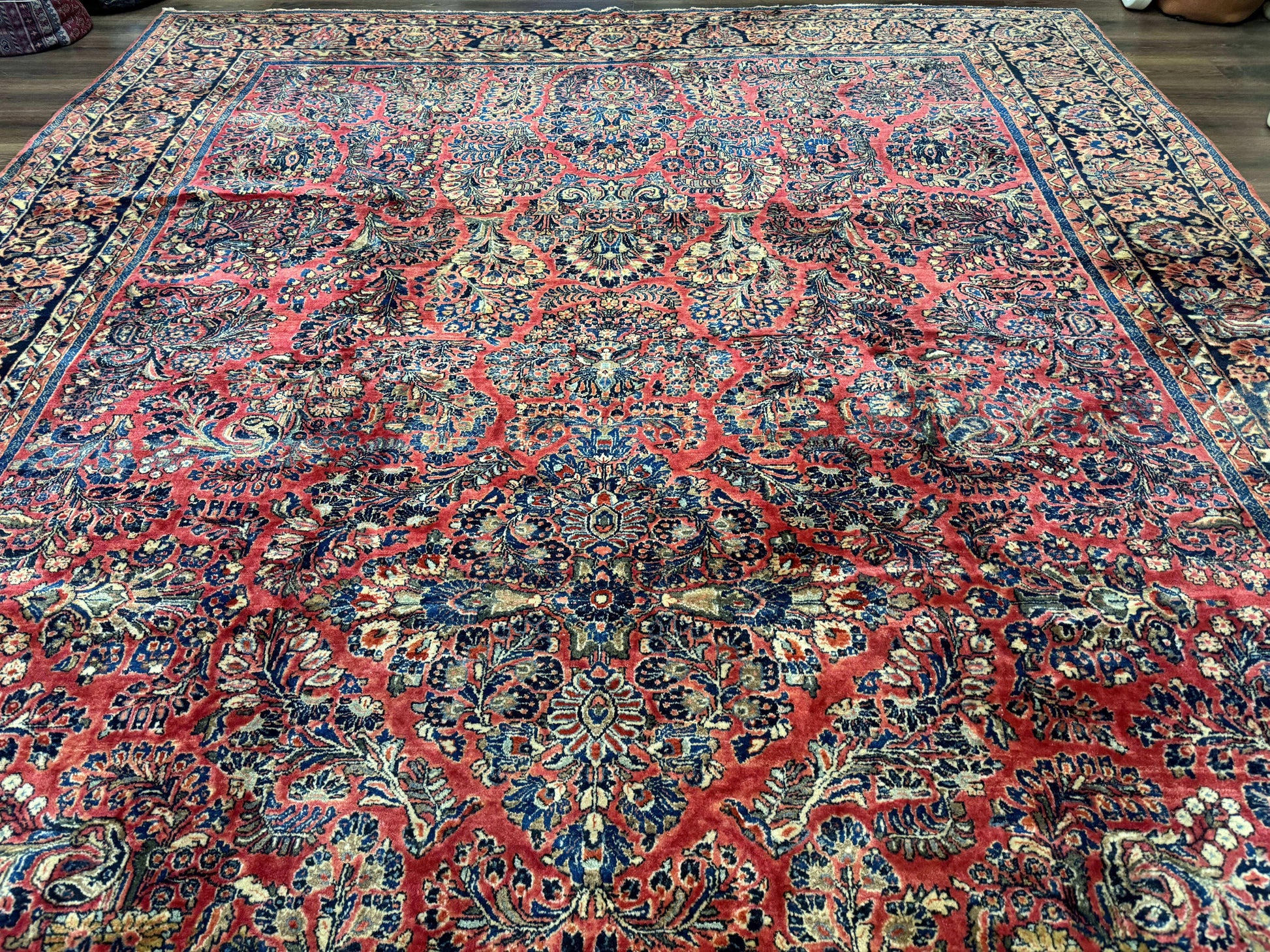Palace Size Persian Sarouk Rug 10x16, Rare Size, Red, Large Antique Persian Carpet - Nuvé