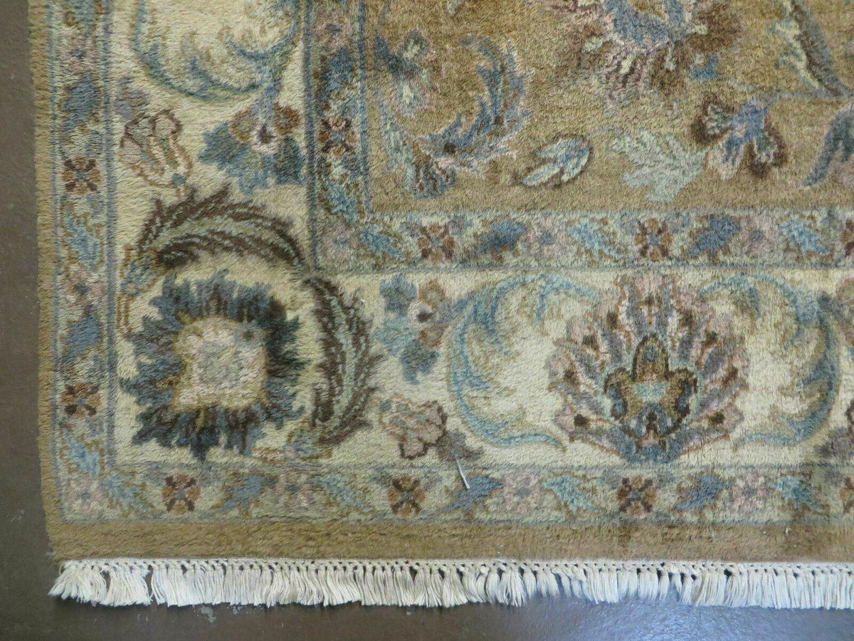 5' 6" X 9' Vintage Handmade Jaipur Indian Floral Oriental Wool Rug Veg Dyes
