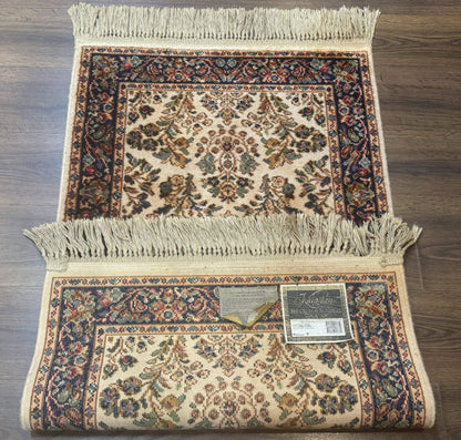 Karastan Rug 2x4, Ivory Sarouk #760, Vintage Wool Small Karastan Carpet, Original 700 Series, Discontinued - Nuvé