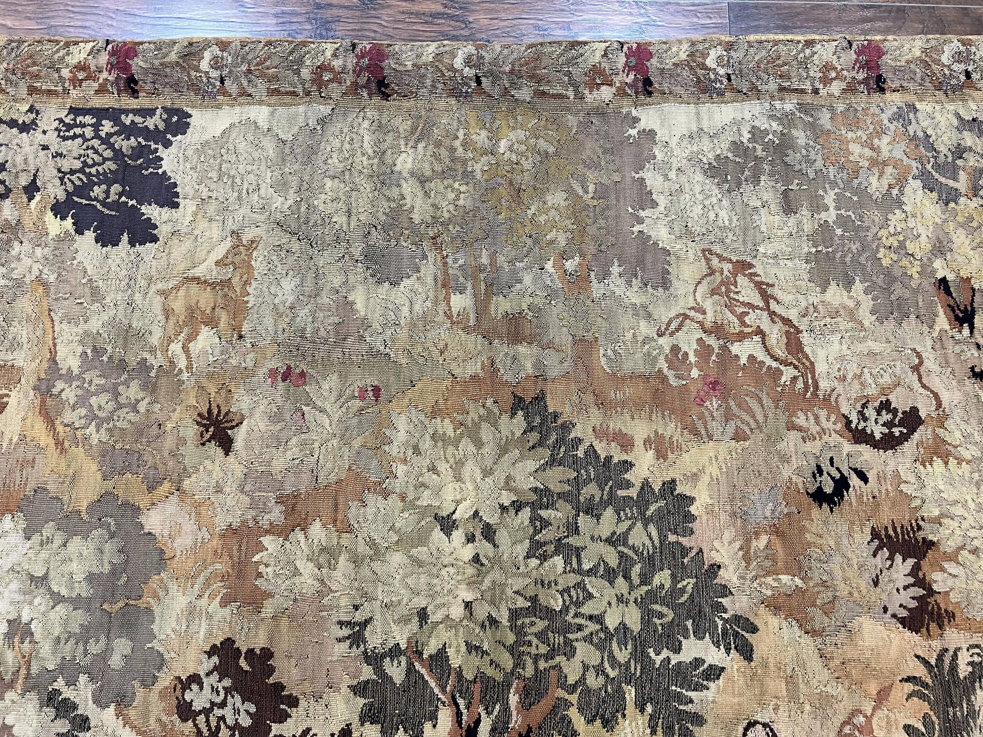 Antique French Tapestry 6x5 ft, European Handmade Wool Aubusson Weave Vintage Tapestry - Nuvé