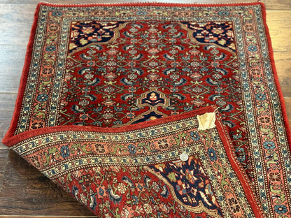 Persian Bidjar Rug 2.7 x 4, Red and Navy Blue, Small Persian Area Rug, Semi Antique - Nuvé