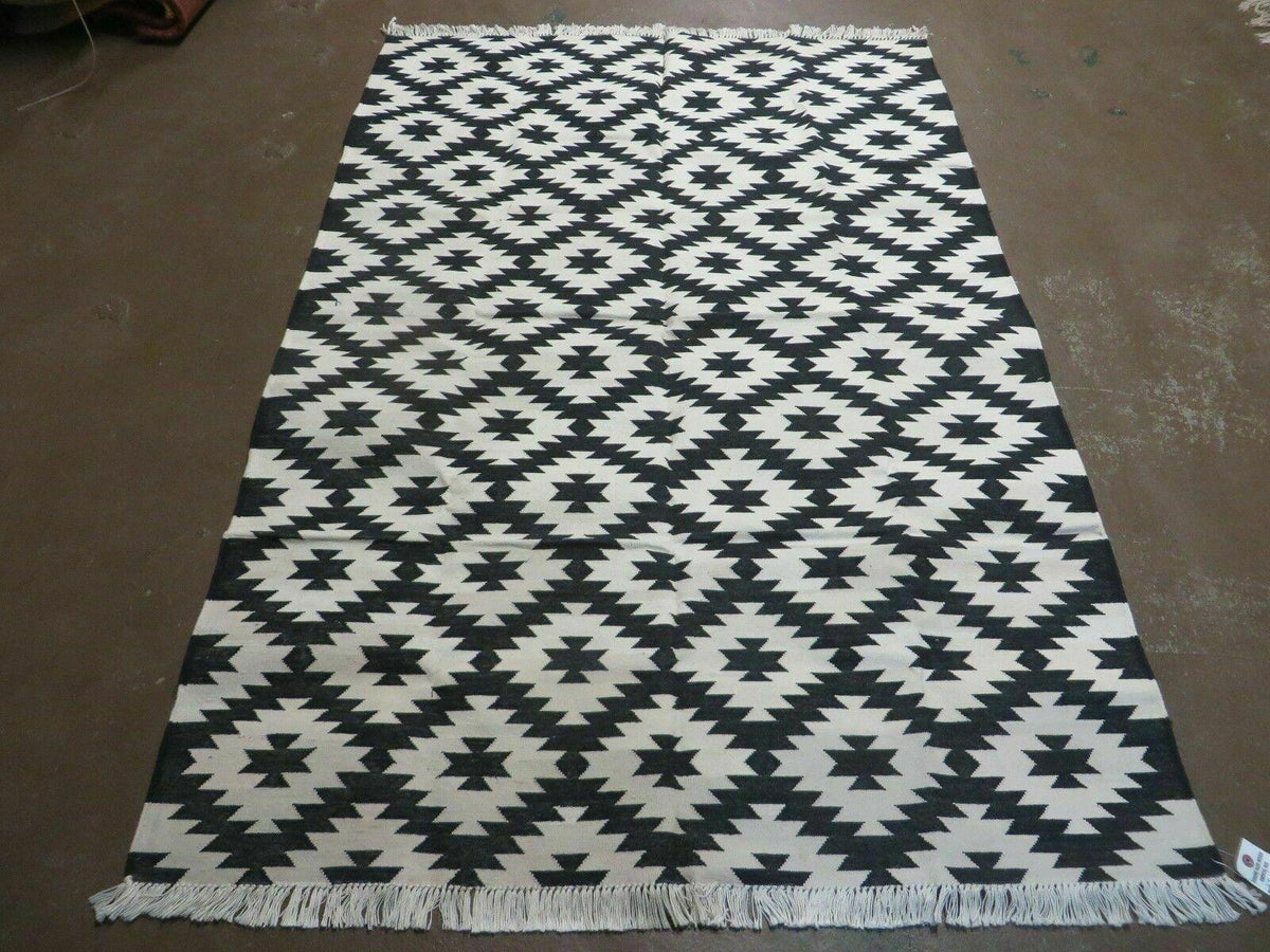 4' X 6' Hand Woven Wool Rug Contemporary Kilim Dhurrie Modern Oriental Area Rug