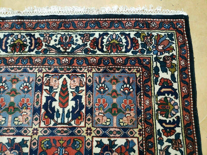 4' X 6' Vintage Handmade Indian Panel Design Wool Rug Veg Dyes - Nuvé