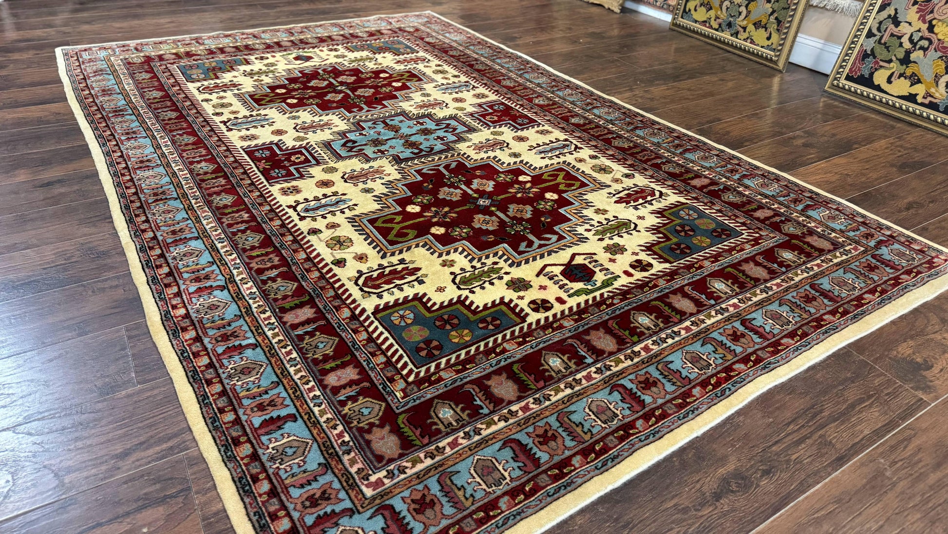 Turkish Kazak Rug 6x9, Geometric Medallions - Nuvé