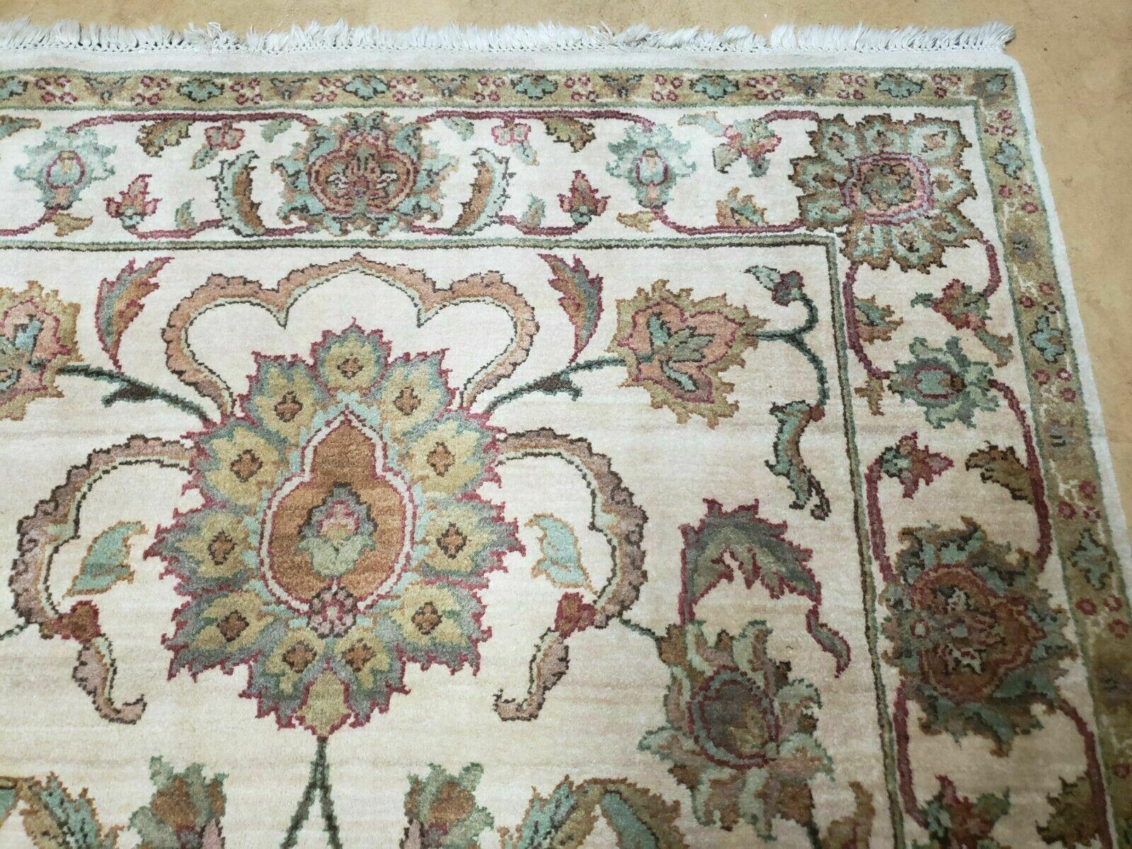 4x12 Vintage Oriental Runner Rug Hand Knotted Indian Agra Wool Tea Washed Beige - Nuvé